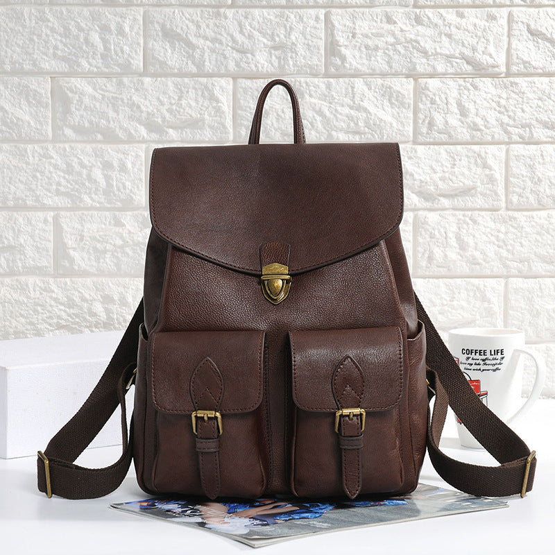 Men's Vintage Leather Waist Bag - Coffee & Black