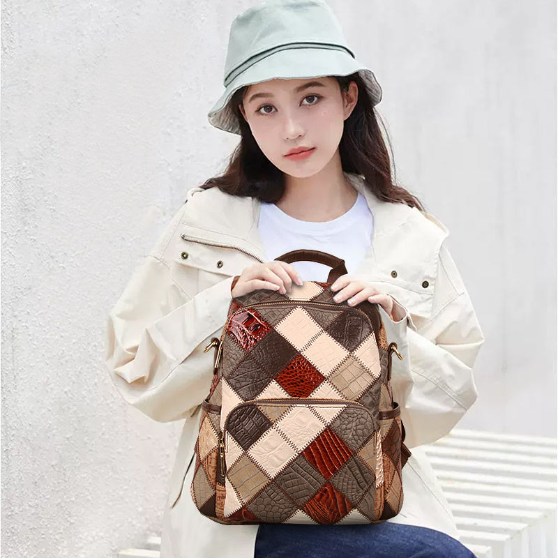 Large Cowhide Leather Travel Mommy Bag, Waterproof