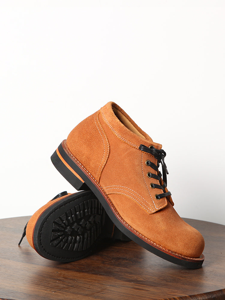 Men's Yellow Suede Cowhide Round Toe Work Shoes