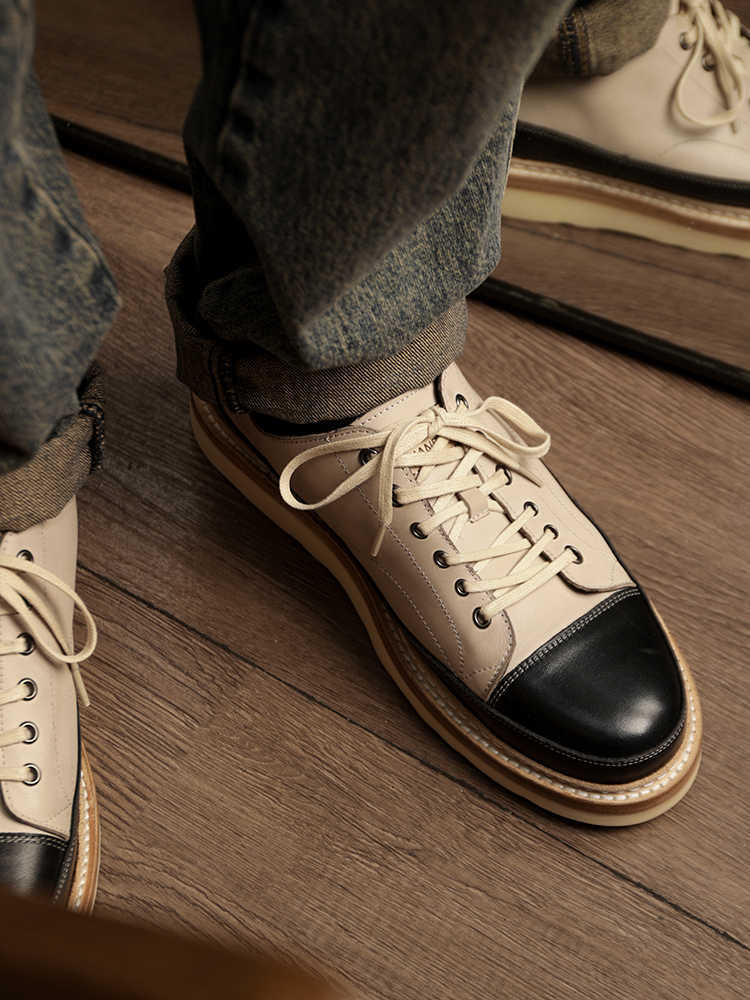 Vintage Handmade Leather Platform Board Shoes