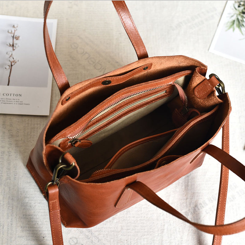 Women's Minimalist Handmade Cowhide Leather Shoulder Bag