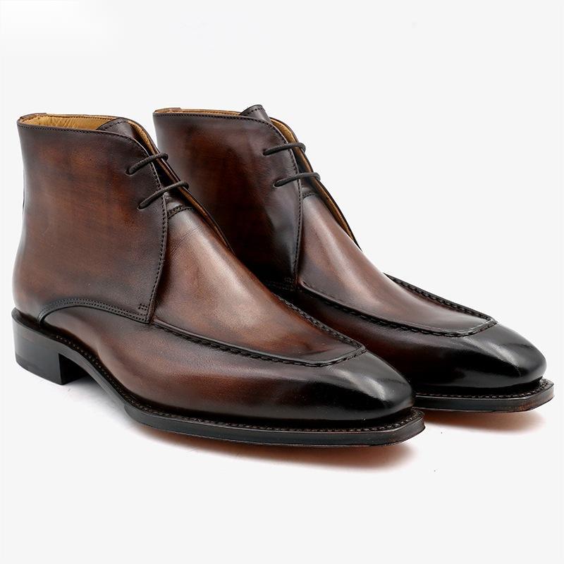 Handmade Men's Leather Boots with Cowhide Sole