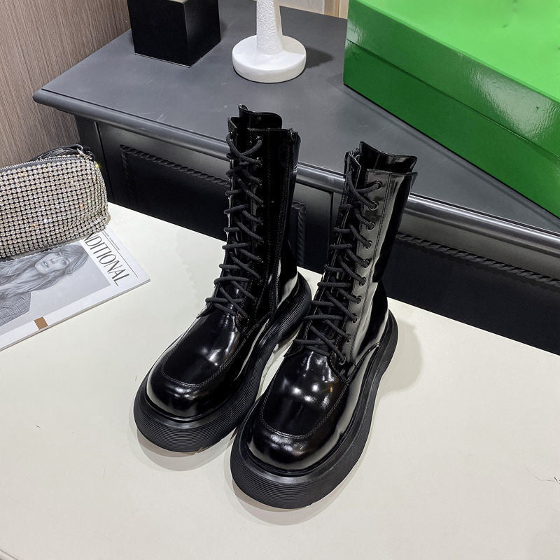 Casual Mid-Tube Big Toe Rubber Sole Boots