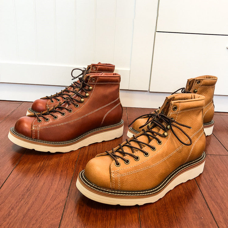Retro Handmade Cowhide Tooling Couple Short Boots