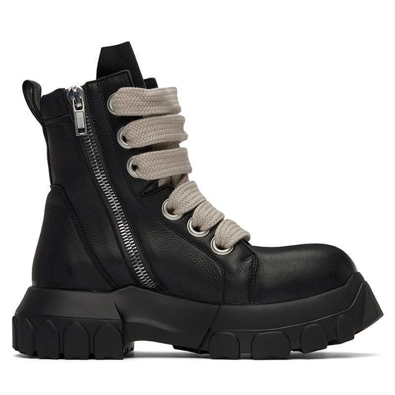 Men's European-American Motorcycle Zip Boots, Cowhide, Black