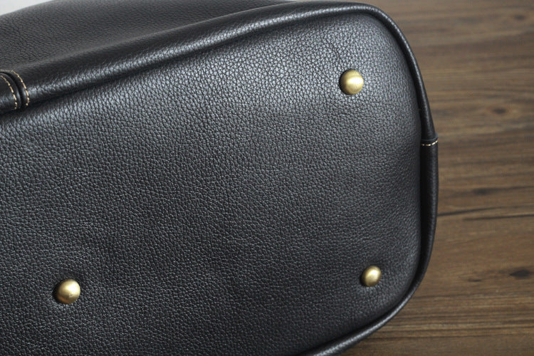 Retro Handmade Large Black Leather Tote Bag
