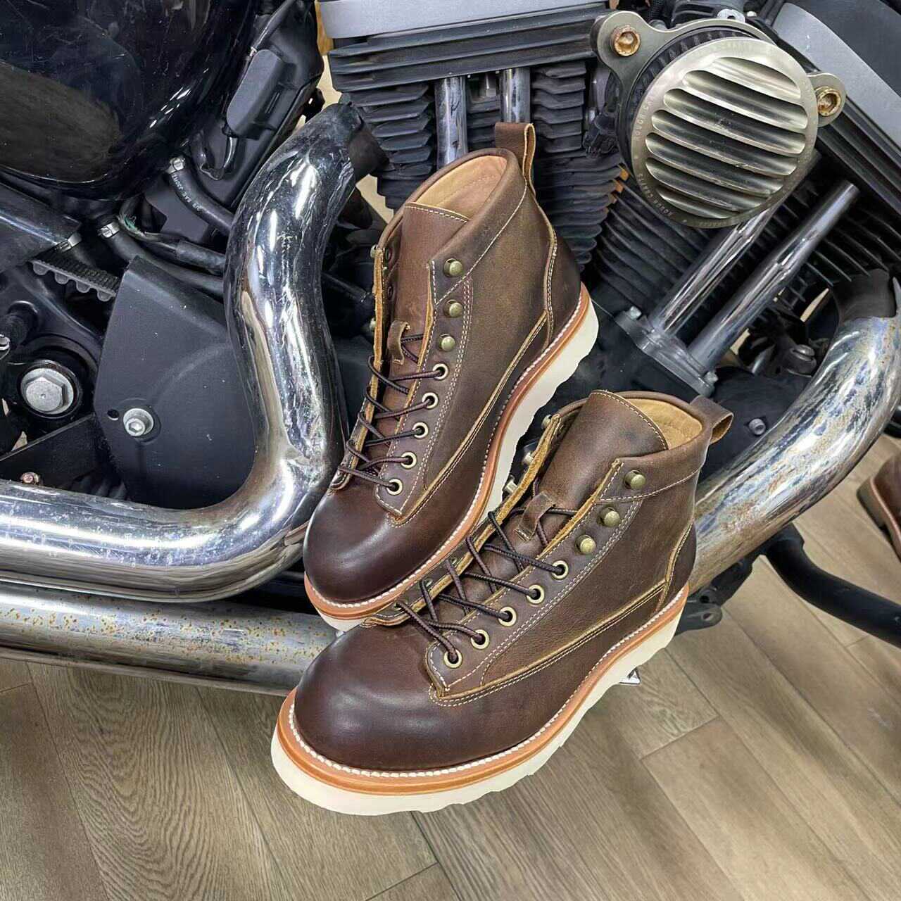 Retro Men's High-Top Motorcycle Boots | Goodyear Welt