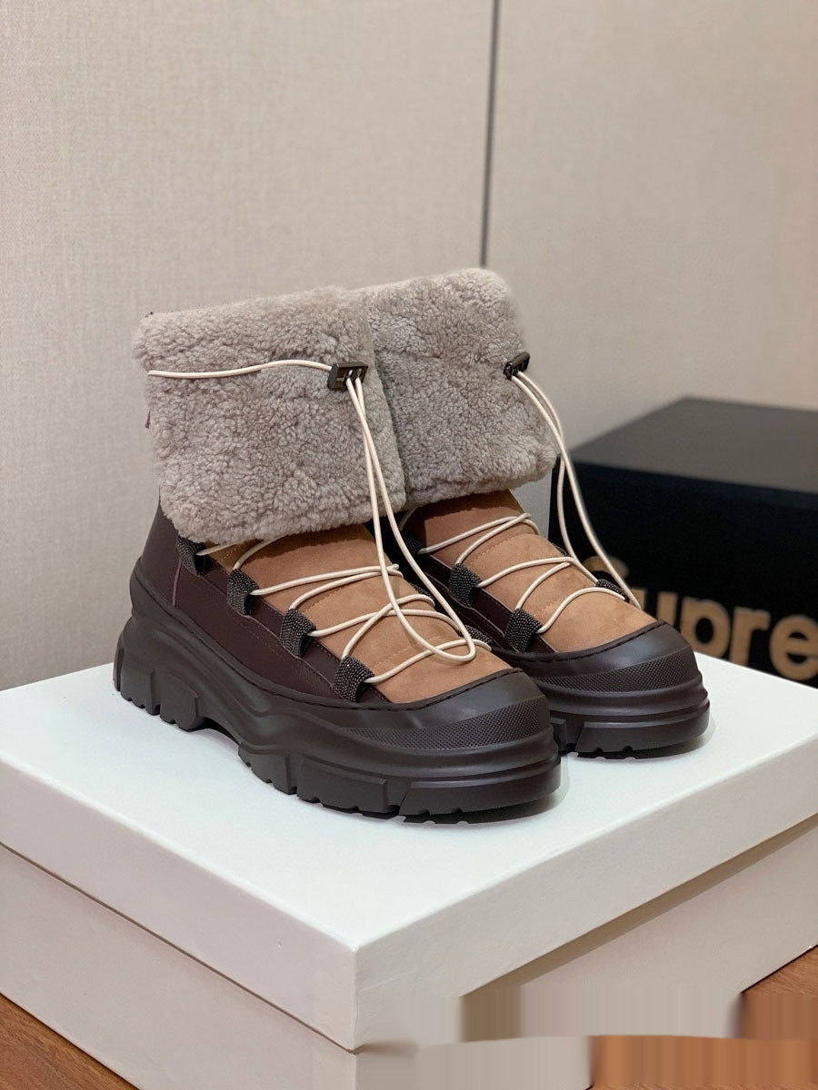 European & American Fur-Lined Winter Ankle Boots