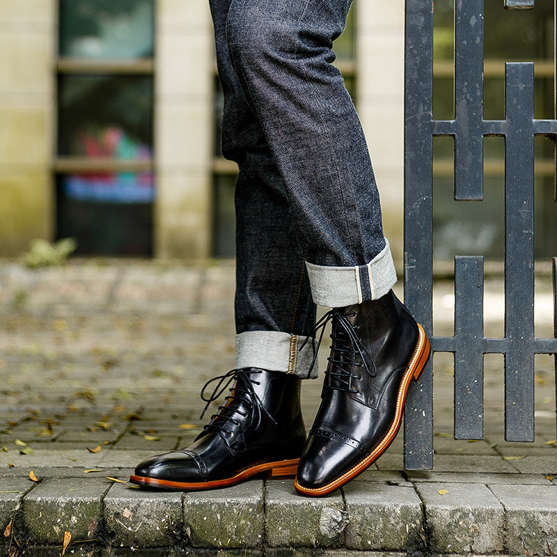 Men’s High-Top Cowhide Leather British Martin Boots