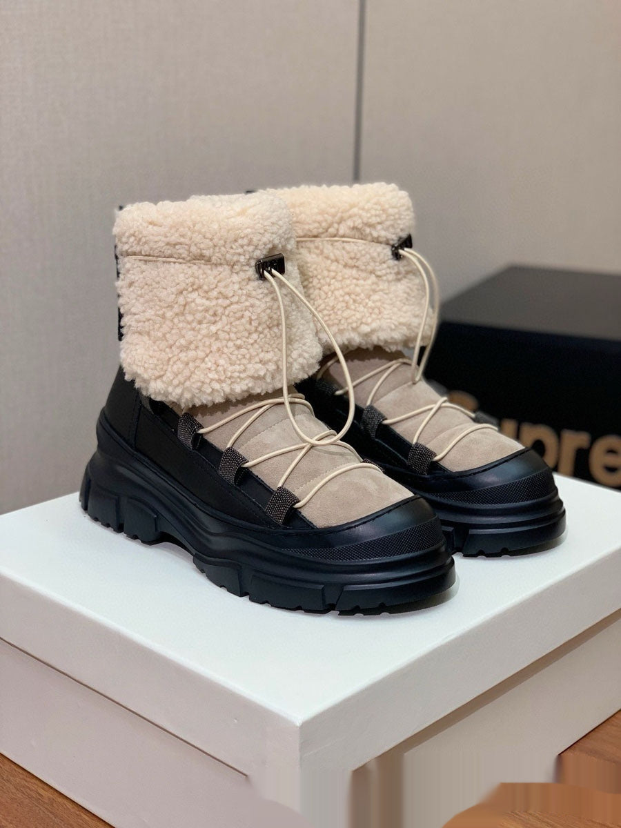 European & American Fur-Lined Winter Ankle Boots