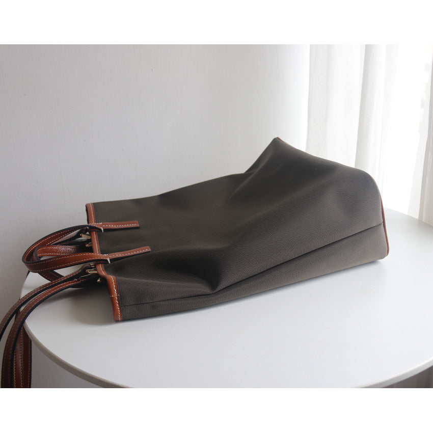 Army Green Large Oxford Cloth Tote Bag - Color Clash
