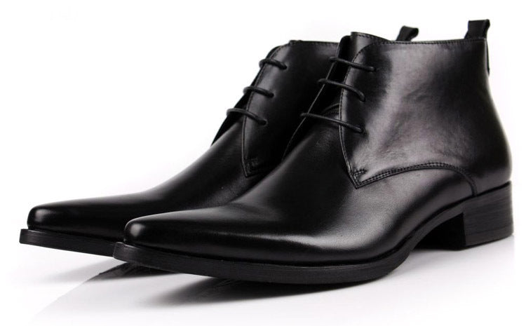 Men’s Lace-Up Business Short Boots, High Top, Multiple Colors