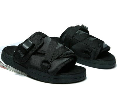 Black Buckle Couple Flip Flops