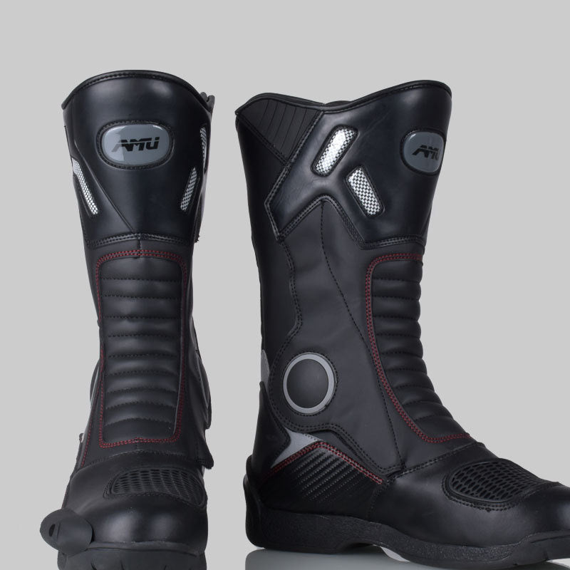 Men's Waterproof Leather Motorcycling Boots - Durable Grip