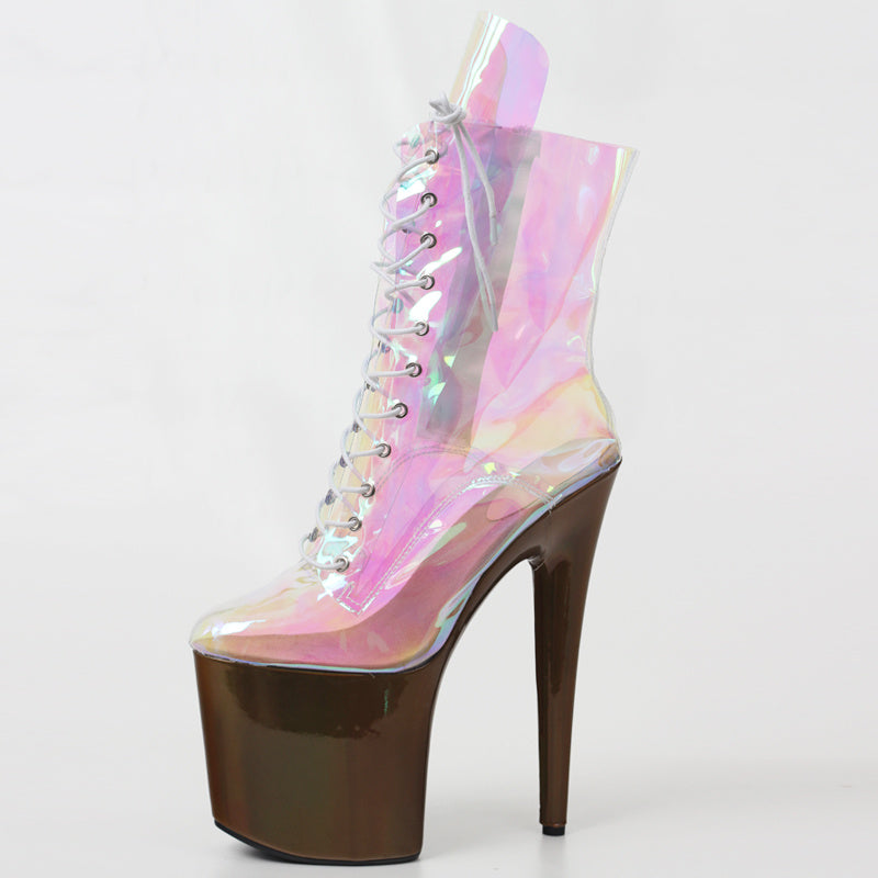 Super High Heel Pole Dance Short Boots - Side Zipper