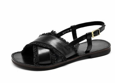 Flat Shoes Leather Cross Simple Ladies Roman Sandals Beach Casual Women's Shoes