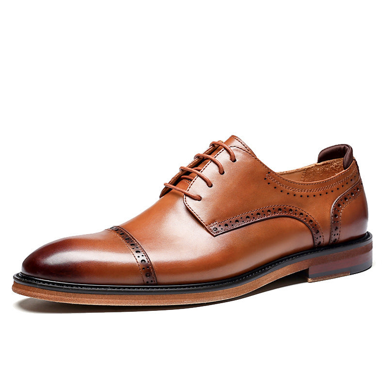 Men’s British Retro Brogue Business Leather Shoes