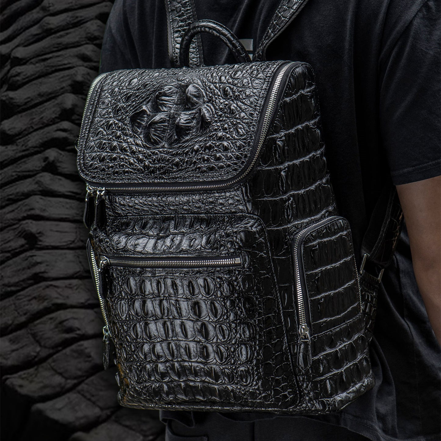Kurayoshi Handmade Crocodile Leather Travel Backpack