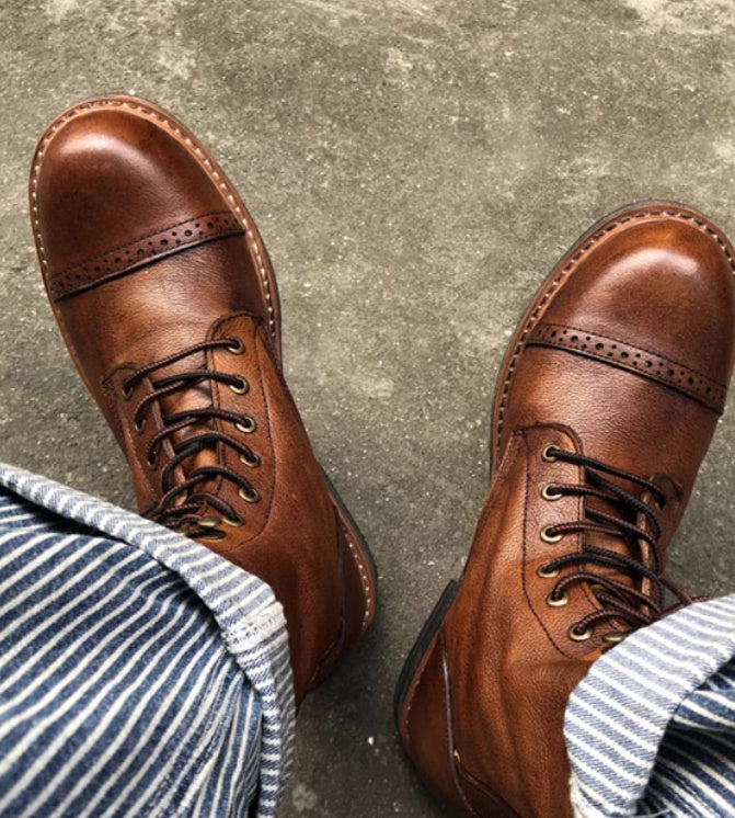 American Retro Leather Desert Martin Boots | Low Heel