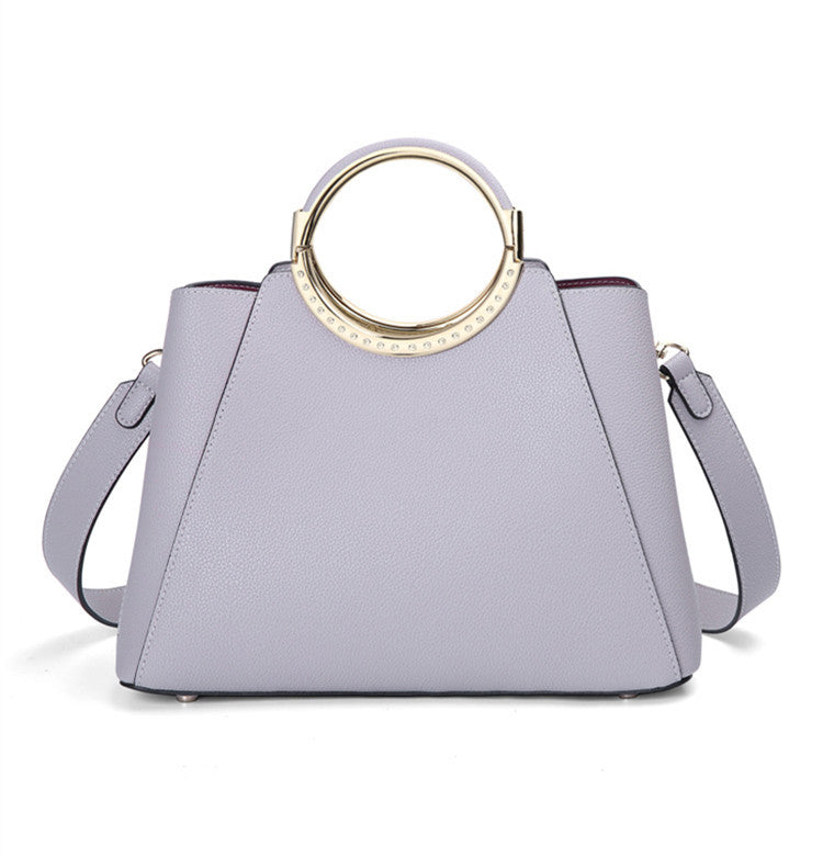 Middle-aged Lady Soft Cowhide Vertical Ladder Handbag