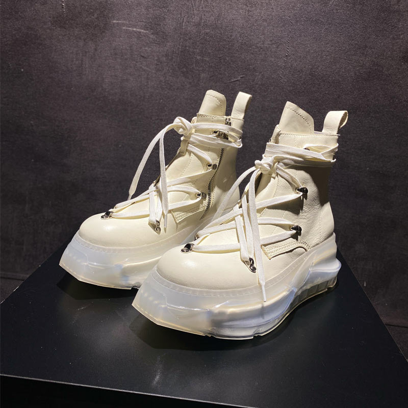 Men's Cowhide Platform High-top Ankle Martin Boots