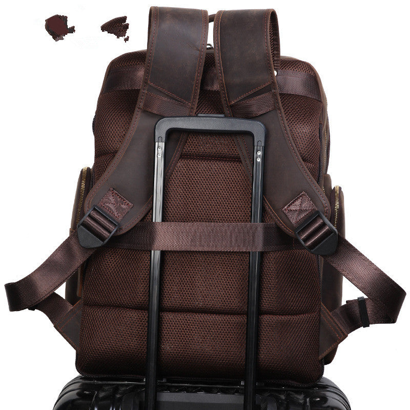 European & American Leather Laptop Backpack, Large 20-35L
