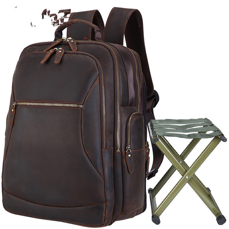 European & American Leather Laptop Backpack, Large 20-35L