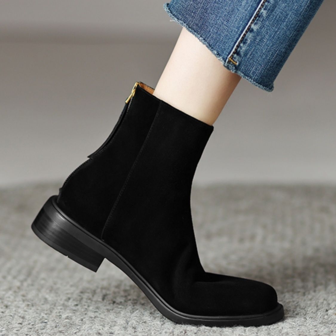 Women's British Style Martin Boots Thick Sole Leather