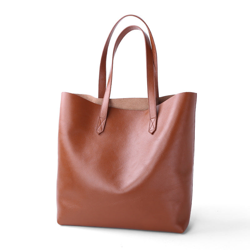 Large Cowhide Leather Women’s Single Shoulder Tote