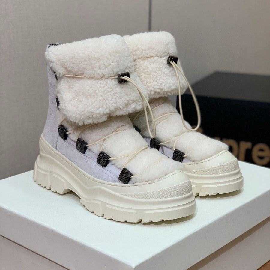 European & American Fur-Lined Winter Ankle Boots
