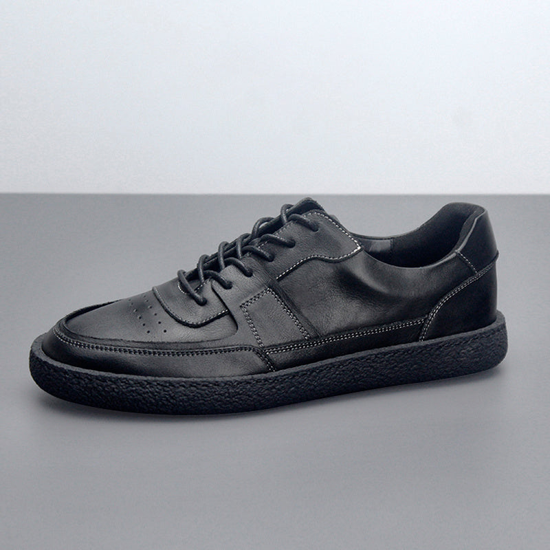 Men's Vintage Leather Sneakers, Breathable Low Top