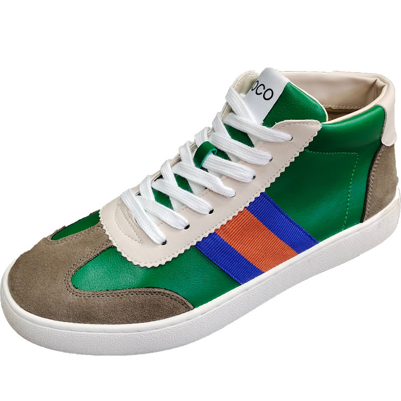 Men’s Breathable Colorblock Cowhide Sneakers