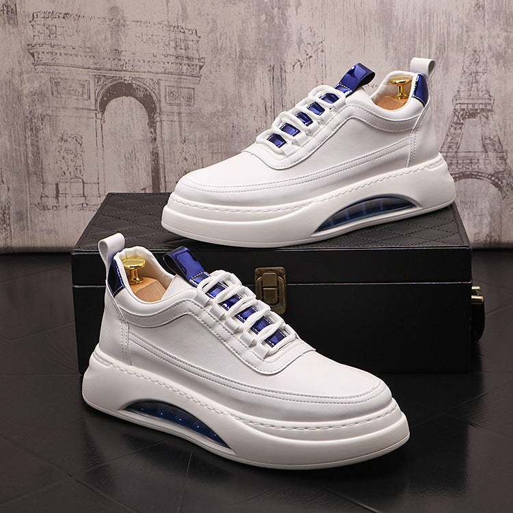 Men’s Casual White Sneakers with Thick Sole Trendy