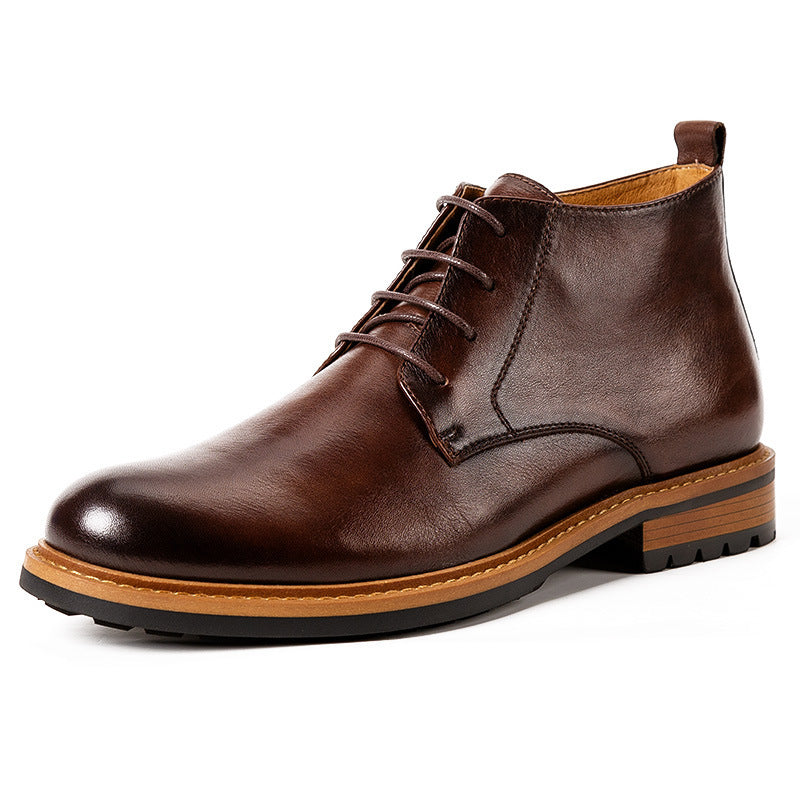 New Men's High Top Round Toe Leather Martin Boots