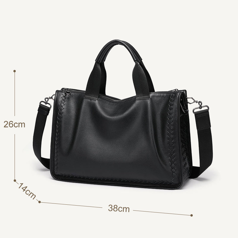 Men's sheepskin woven briefcase