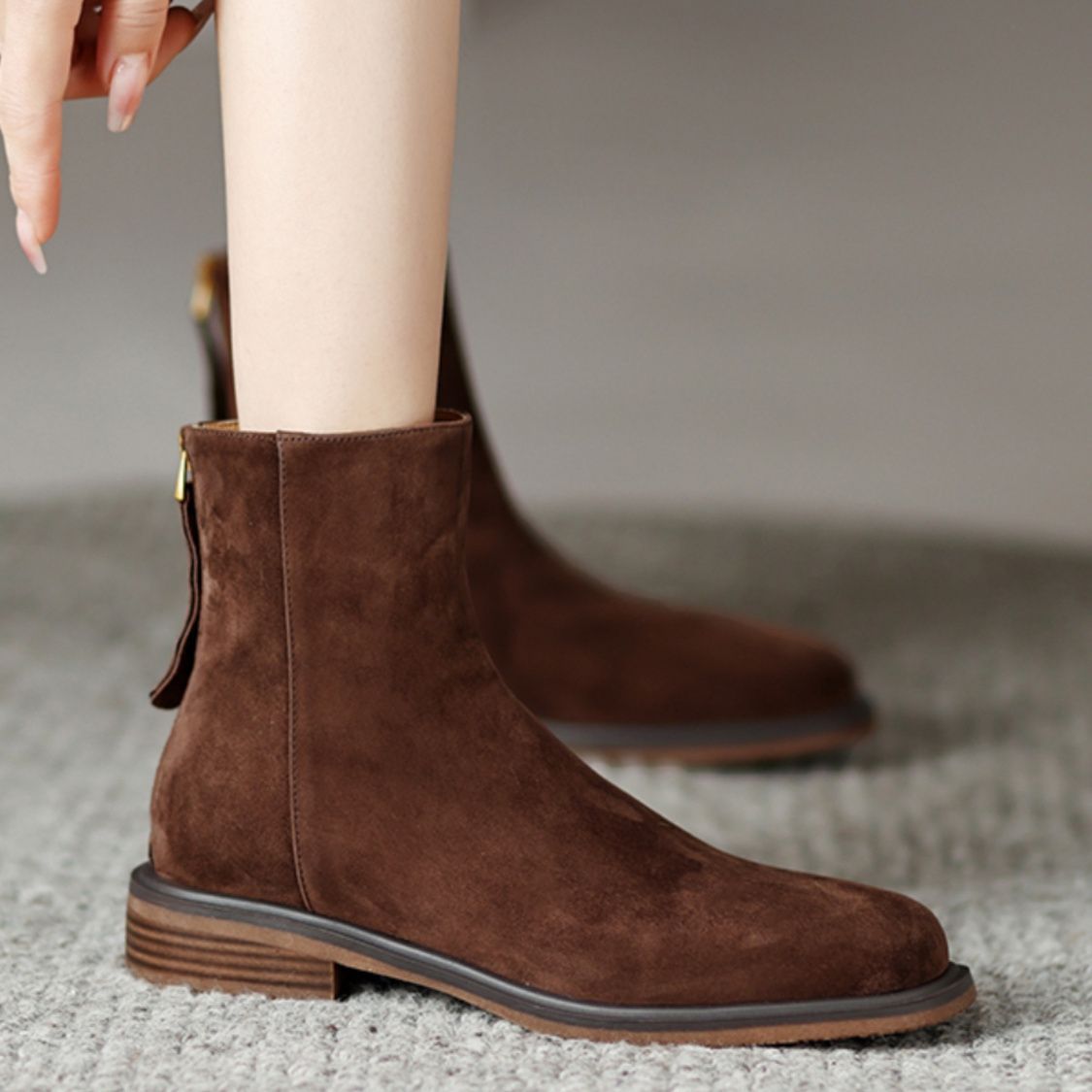 Women's British Style Martin Boots Thick Sole Leather