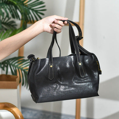 Women's Minimalist Handmade Cowhide Leather Shoulder Bag