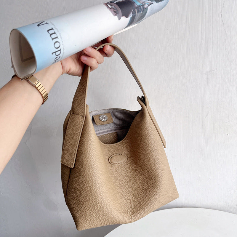 Ladies Soft Leather Vegetable Basket Bag Medium