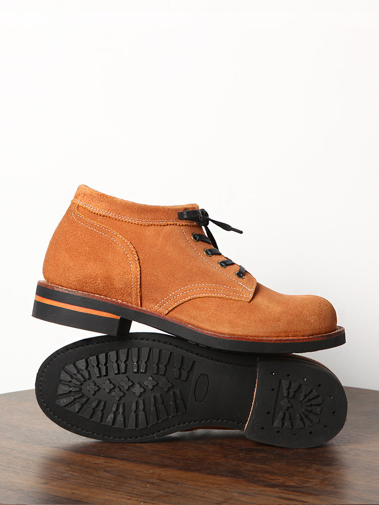 Men's Yellow Suede Cowhide Round Toe Work Shoes