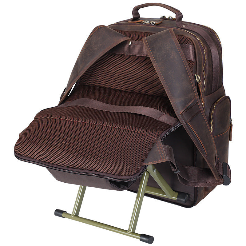 European & American Leather Laptop Backpack, Large 20-35L