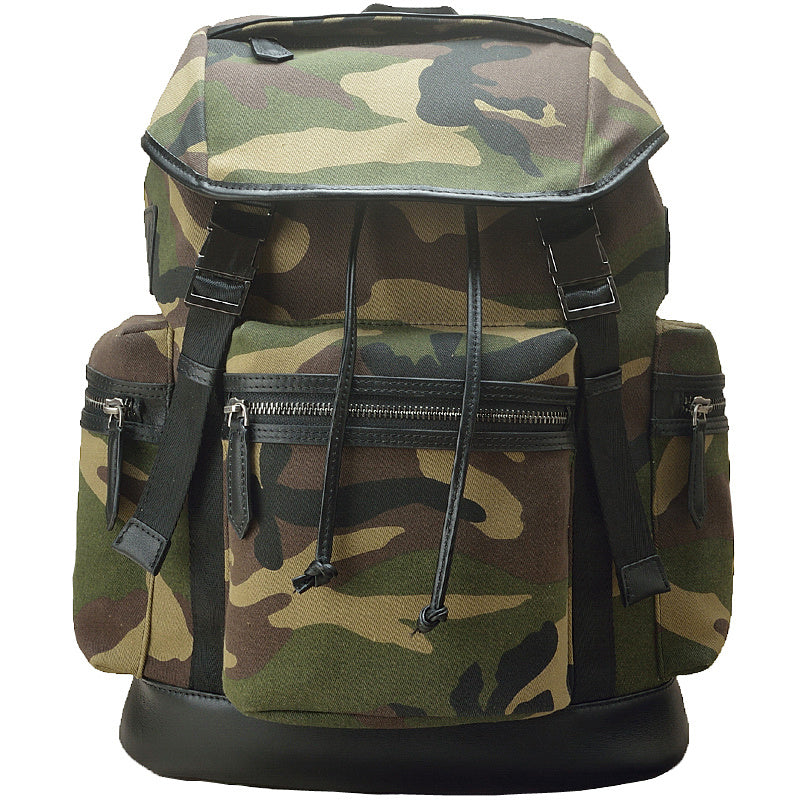Camouflage Canvas & Leather Backpack, 15" Laptop