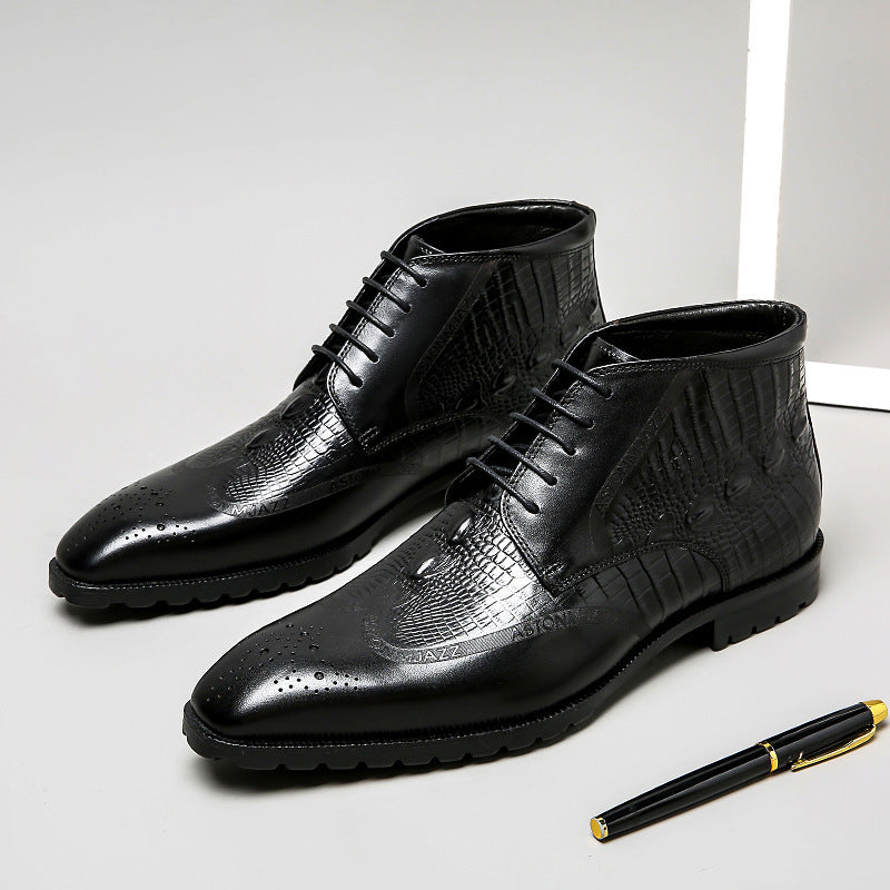 Men's Breathable Cowhide Martin Boots Low Heel