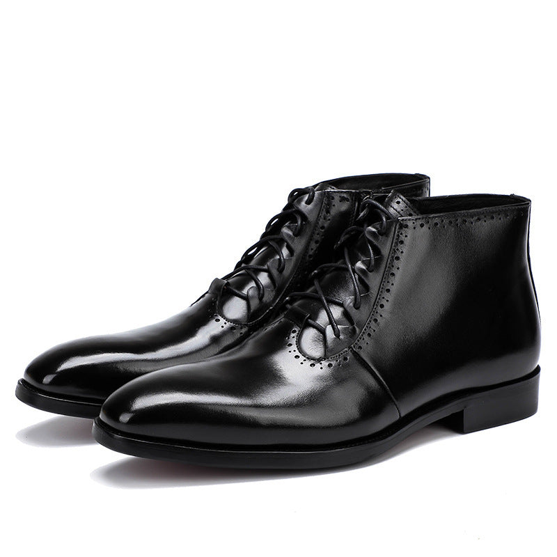 Men's Retro Leather High Top Martin Boots Black/Brown
