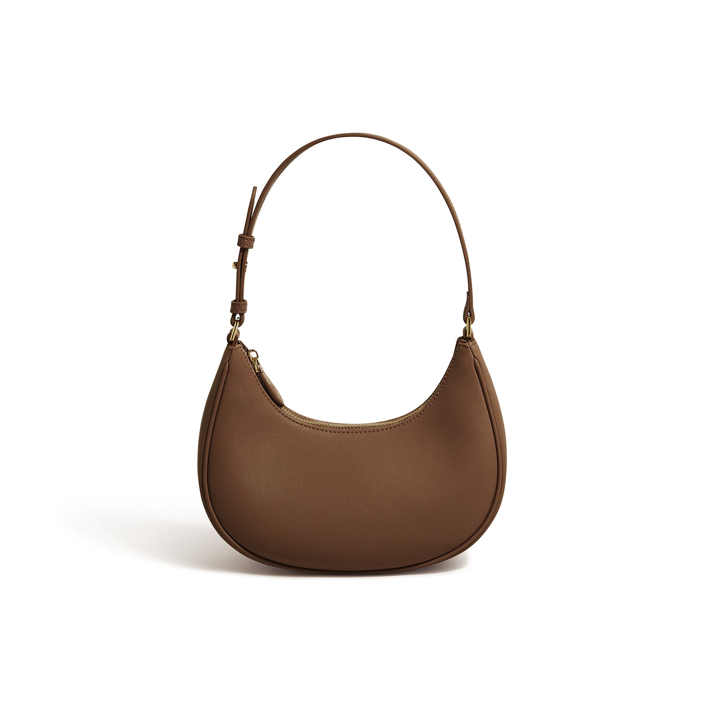 Simple Crescent Underarm Genuine Cowhide Shoulder Bag