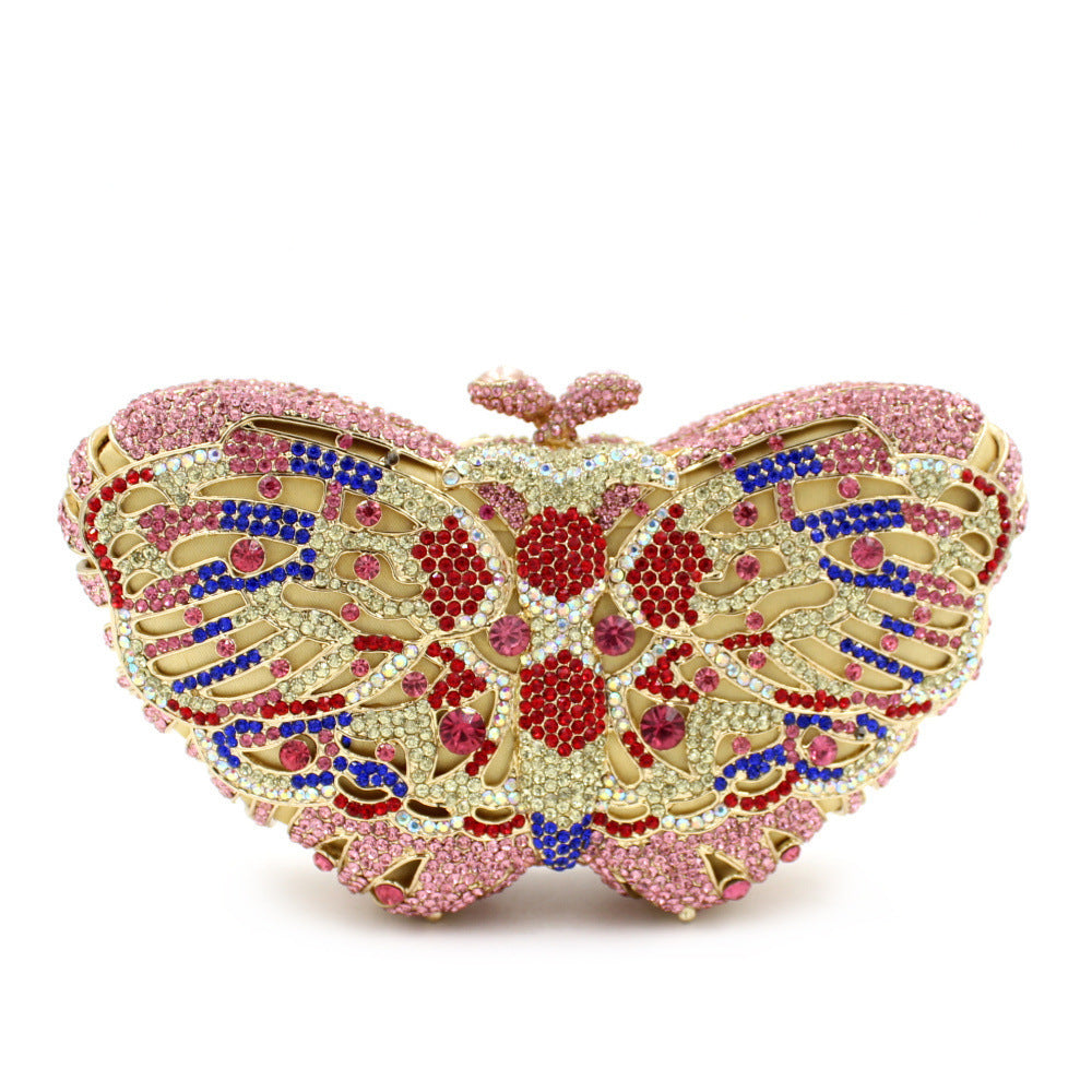Women's Handmade Butterfly Rhinestone Chain Clutch Bag