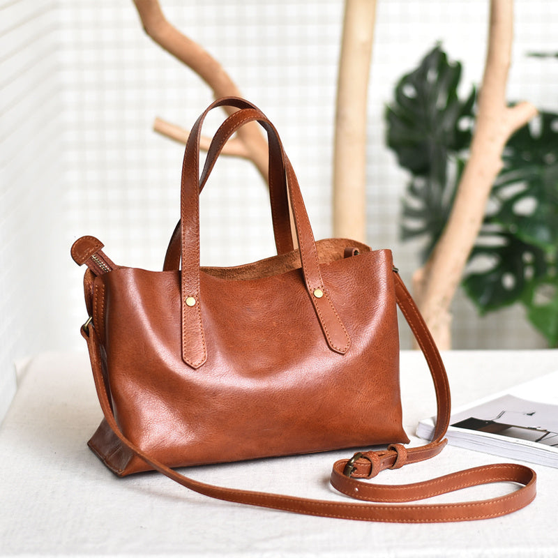 Women's Minimalist Handmade Cowhide Leather Shoulder Bag