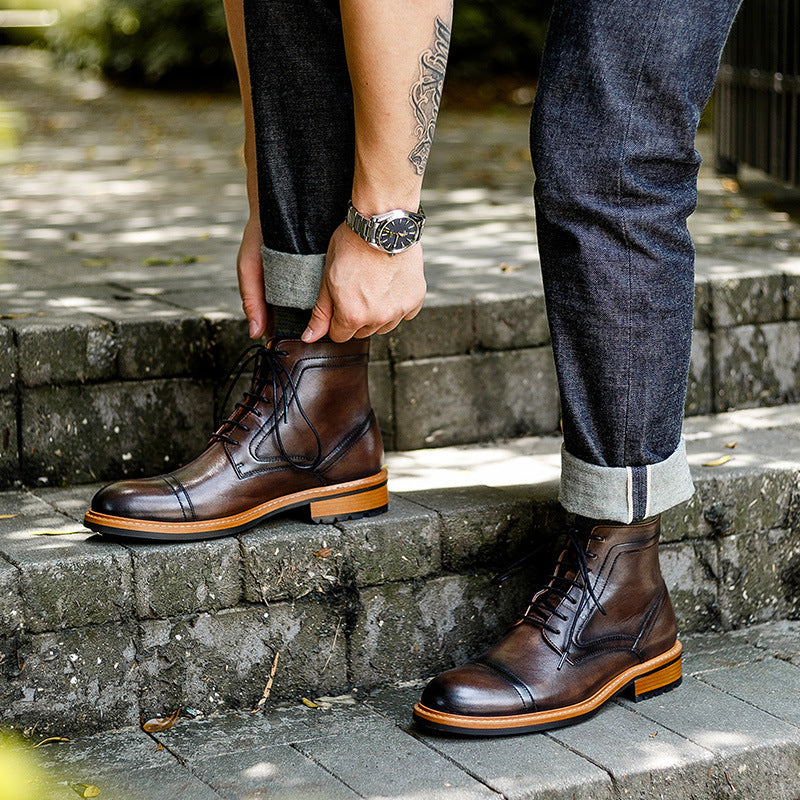 British Men's Retro Martin Boots | Cowhide, Autumn/Winter