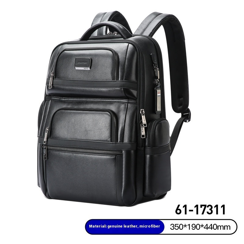 Genuine Leather Men's Commuter Backpack 20-35L
