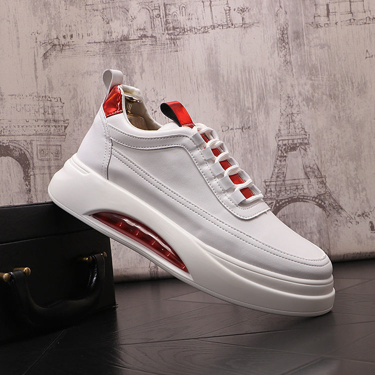 Men’s Casual White Sneakers with Thick Sole Trendy