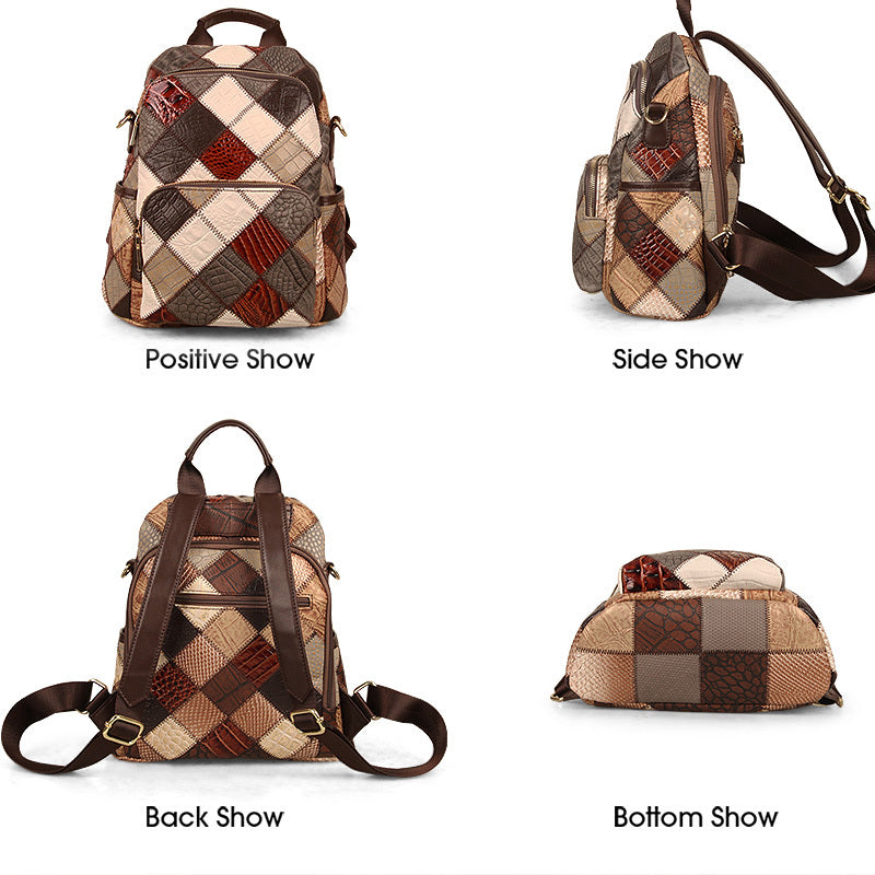 Large Cowhide Leather Travel Mommy Bag, Waterproof